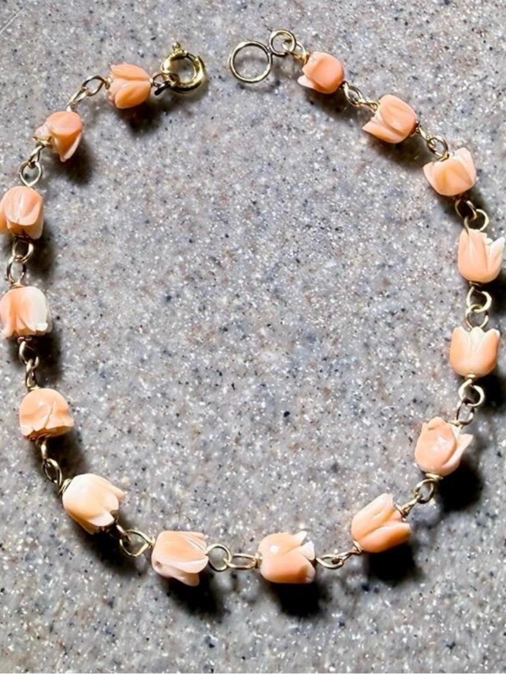 *FLASH SALE* 14 KT Gold Coral Tulip Bracelet
